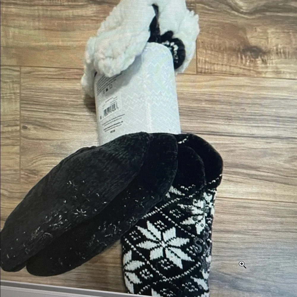 MUK LUKS 2 Pair Pack Cabin Socks Slippers * Non-Skid Bottom L/XL